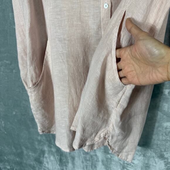 Sigrid Olsen Tunic Top Medium Pink Linen Button up - Picture 4 of 13